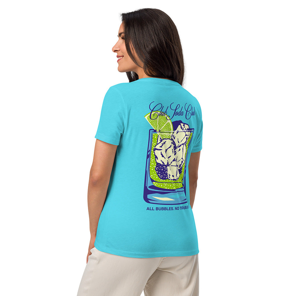 Club Soda on the Rocks - Women's V-neck Tess - (Lagoon Blue)